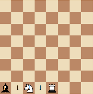 Луч влево с поля E1, пример с фигурами